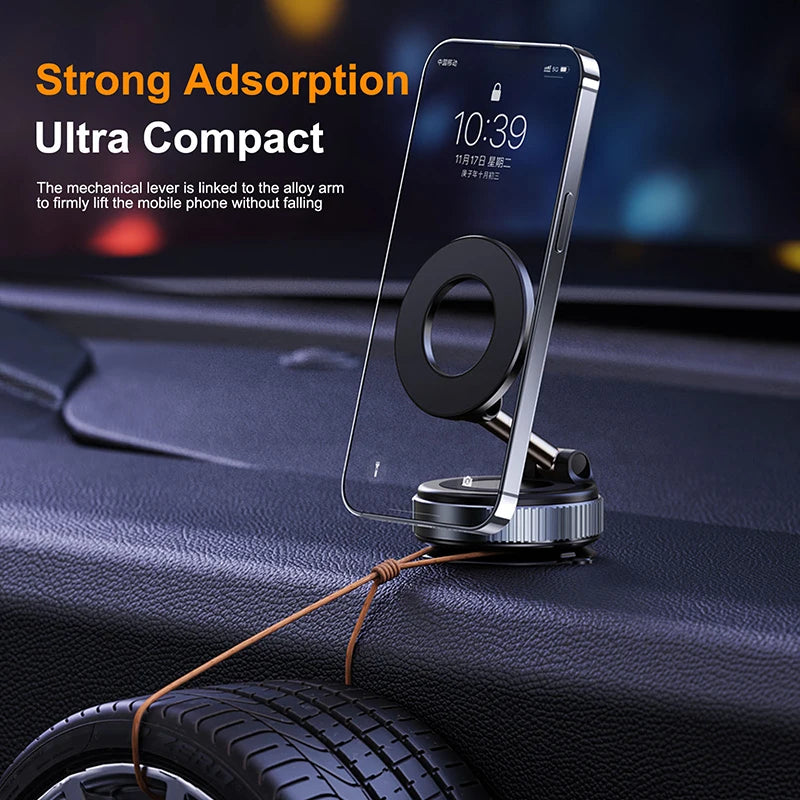 Magnetic Car Phone Mount – 360° Vacuum Suction Holder for Navigation
