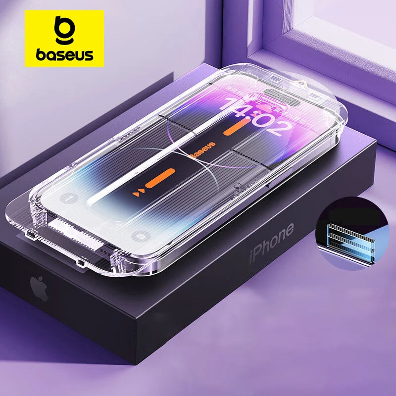Baseus Crystal HD Tempered Glass iPhone 17 16 15 14 13 12 Pro Max Anti-Spy Dust-Free 0.33mm 95% Clear
