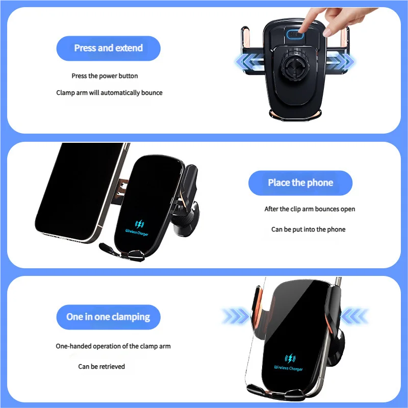 Smart Induction Car Phone Holder – 15W Wireless Fast Charging Mount
