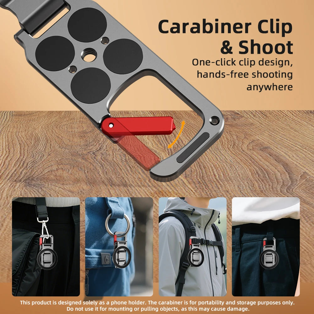 Flymile Magnetic Carabiner Phone Holder – MagSafe Tripod Handle for iPhone 17