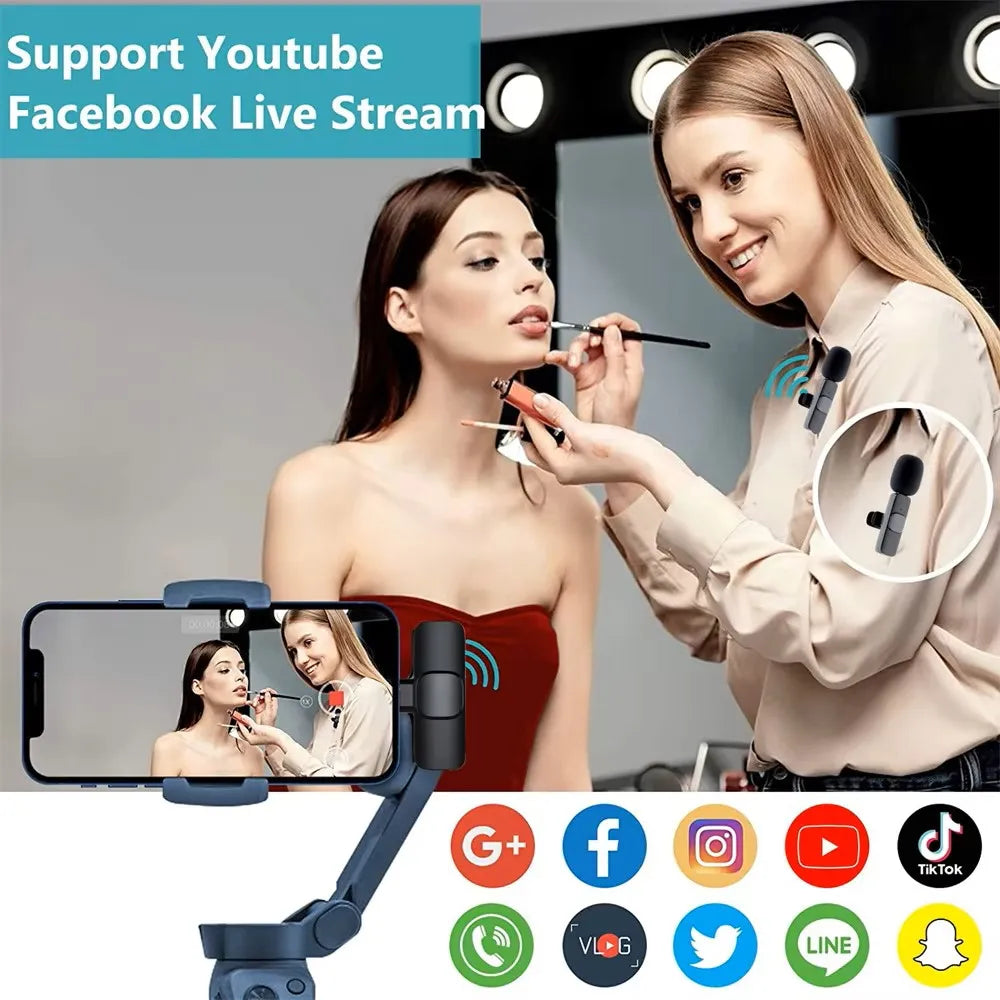 Lenovo Wireless Lavalier Microphone | Mini Clip-On Mic for iPhone Android Live Stream