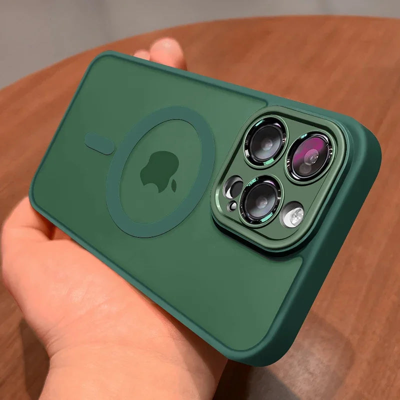 Magnetic Luxury Lens Protector Matte Translucent MagSafe Case | iPhone 17–11 Pro Max Shockproof Cover