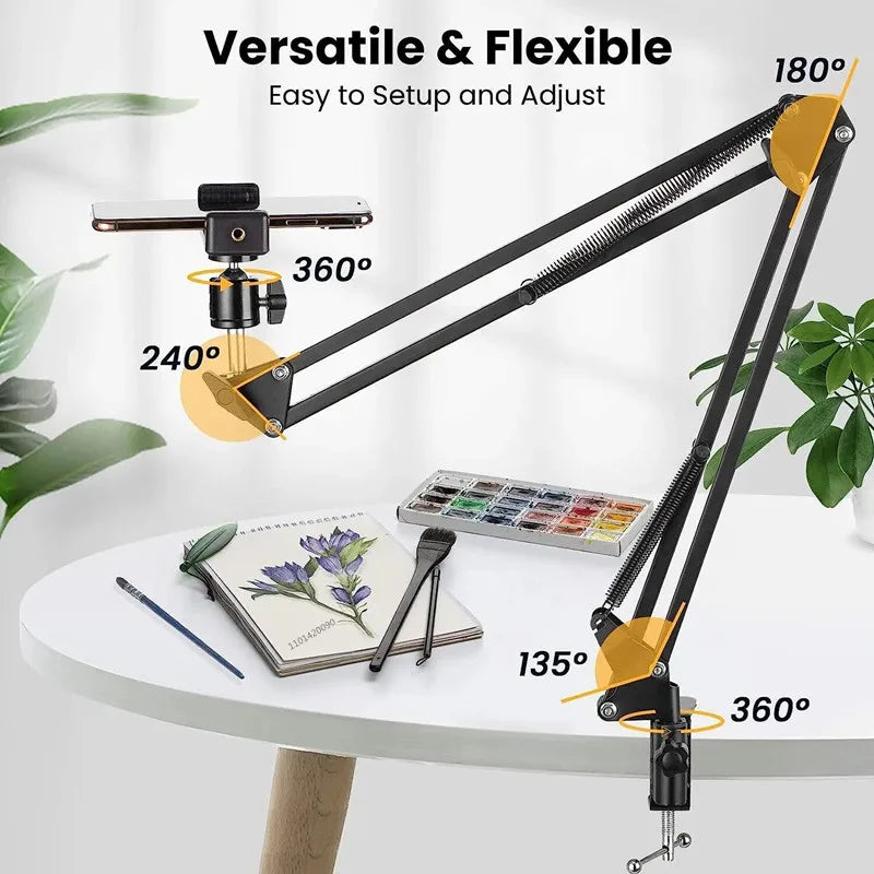 FANGTUOSI Flexible Gooseneck Phone Tripod – Desk Overhead Mount