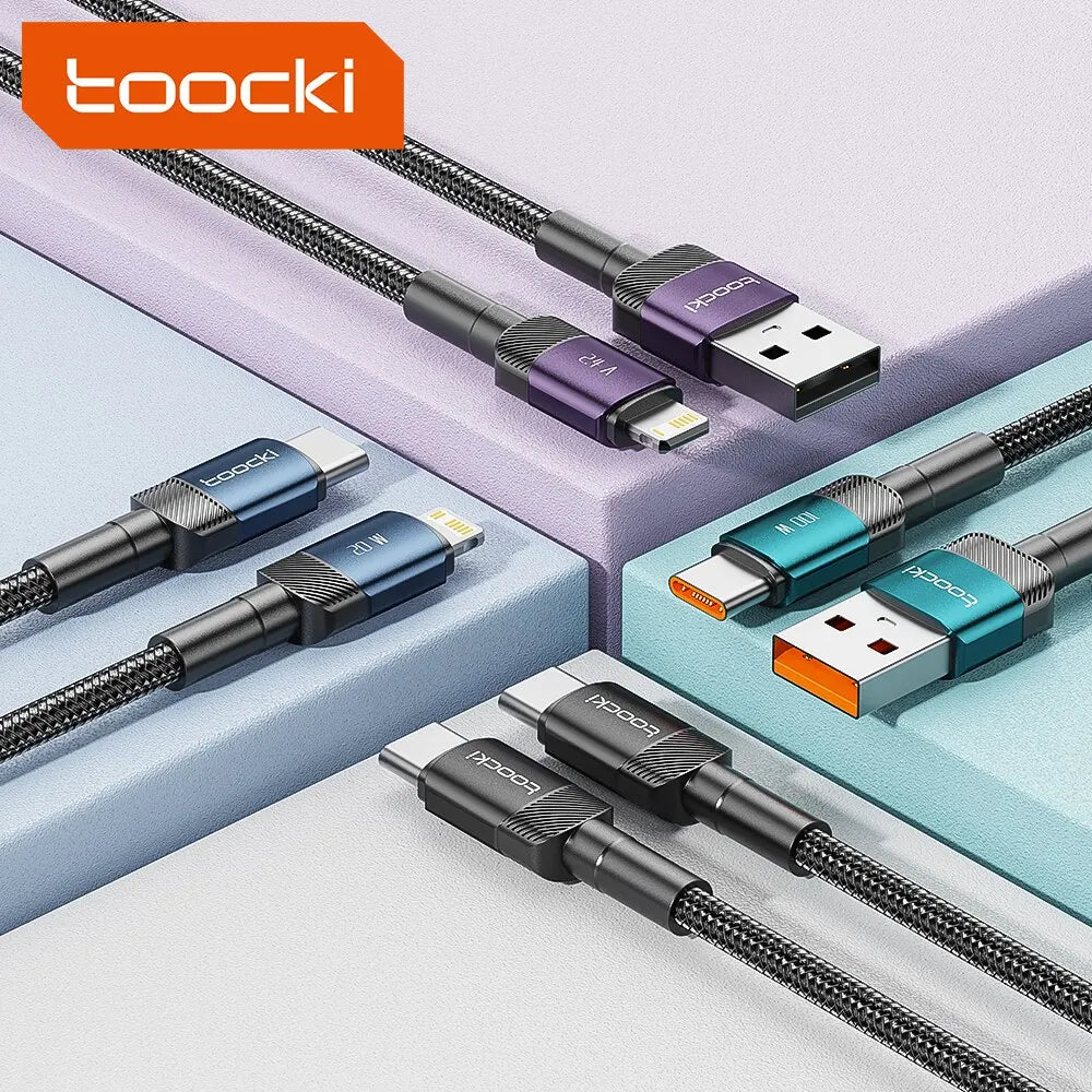 Toocki 6A USB-C Fast Charging Cable | 100W PD Braided Cord iPhone 15 Huawei Realme Oppo OnePlus