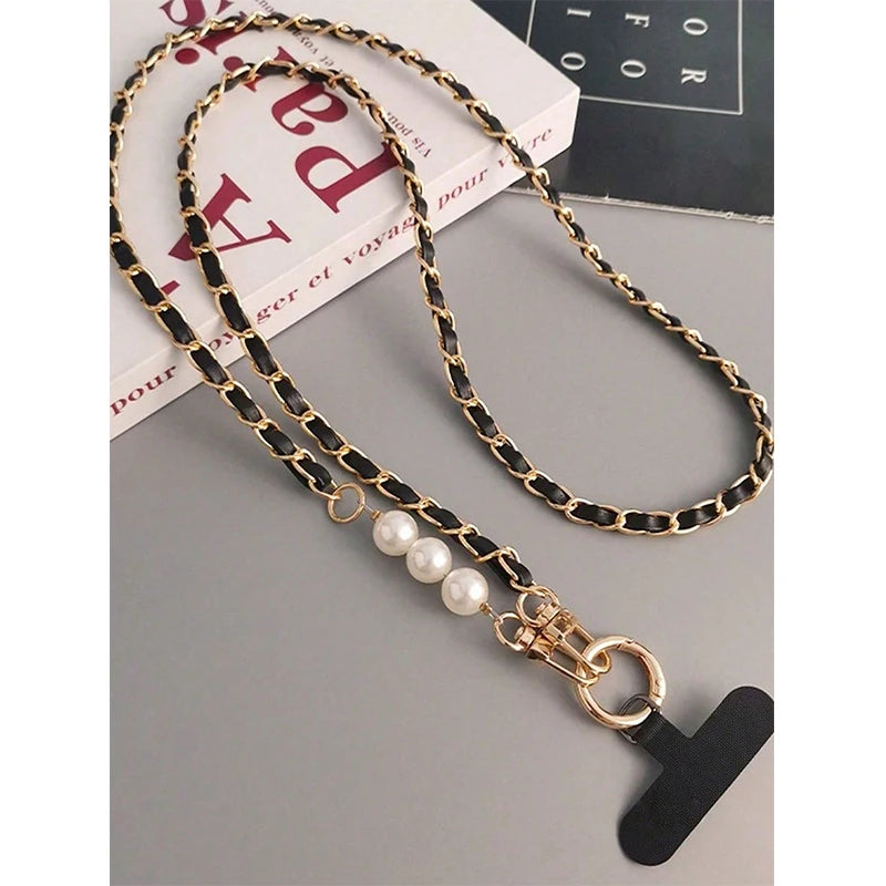 Pearl Lanyard Necklace - Elegant Crossbody Phone Strap for Women
