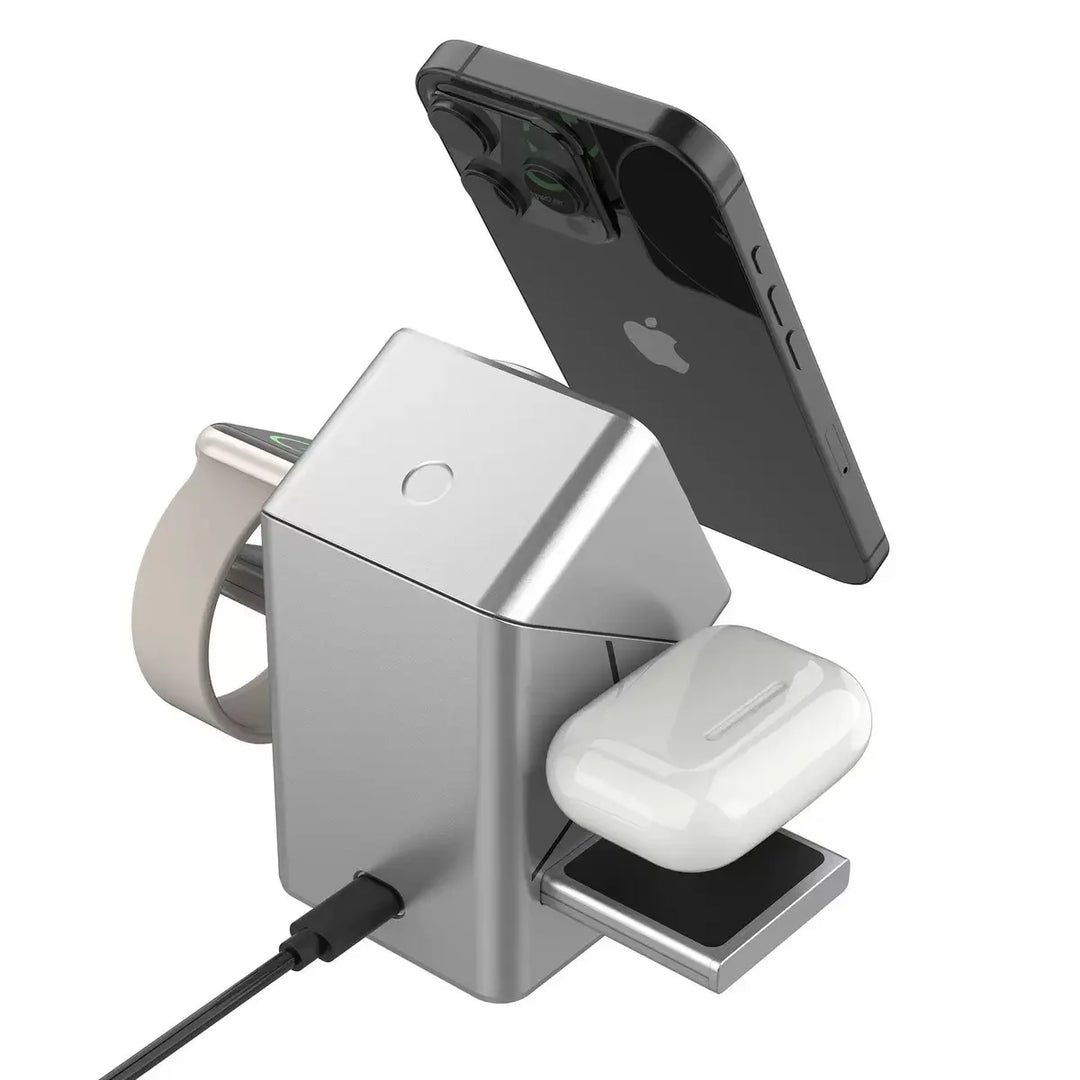 3-in-1 Wireless Charger for iPhone, Watch & AirPods - Fast 15W Station