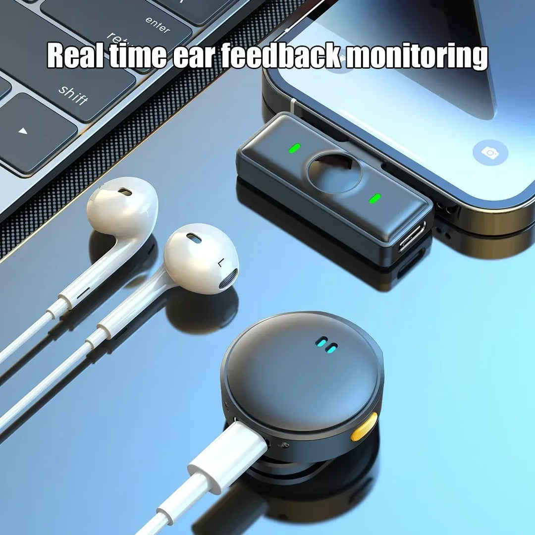 Wireless Lavalier Microphone 2.4GHz | Magnetic Clip-On Mic with Charging Case for iPhone Android