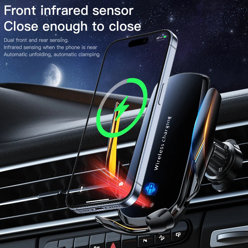 Wireless Charging Car Phone Mount – 360° Rotating Air Vent Holder with USB