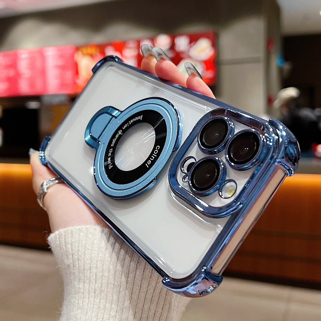EIENACOCO Magnetic Bracket iPhone Case | MagSafe Ring Kickstand Shockproof | iPhone 17–12 Pro Max
