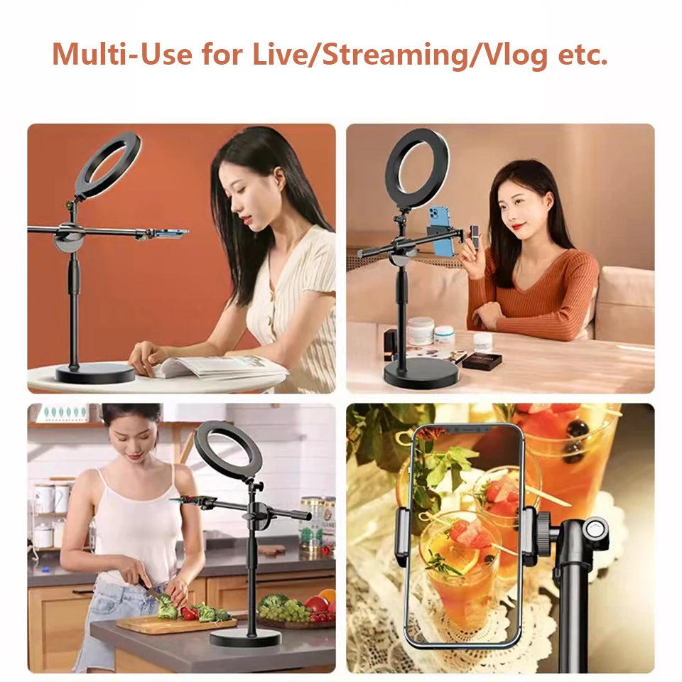 Overhead Tabletop Tripod with Boom Arm & Phone Holder – Photography Stand