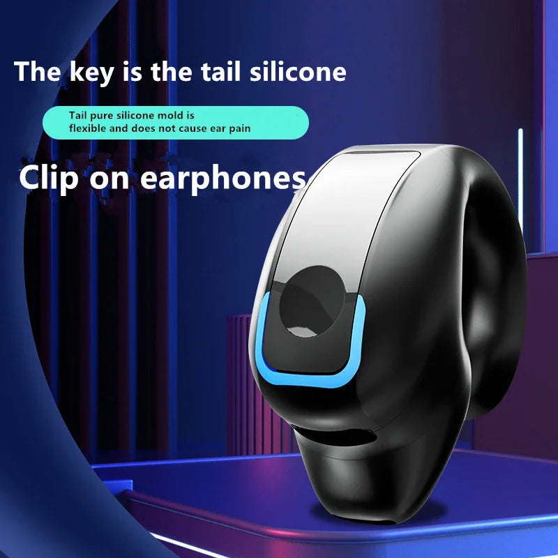 STTKGZD BT 5.3 Ear Clip Wireless Earphone | Open Ear 9D HiFi | Noise Cancel | 6g Ultralight Sport