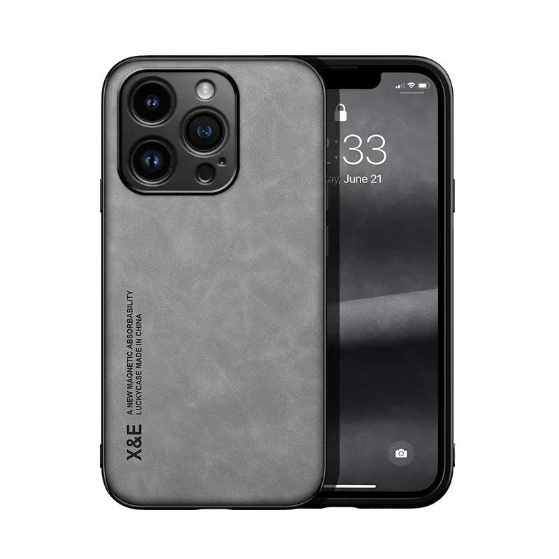 Buy Luxury Leather iPhone Case 2026 – Magnetic Car Holder | Free Shipping & Fast Delivery