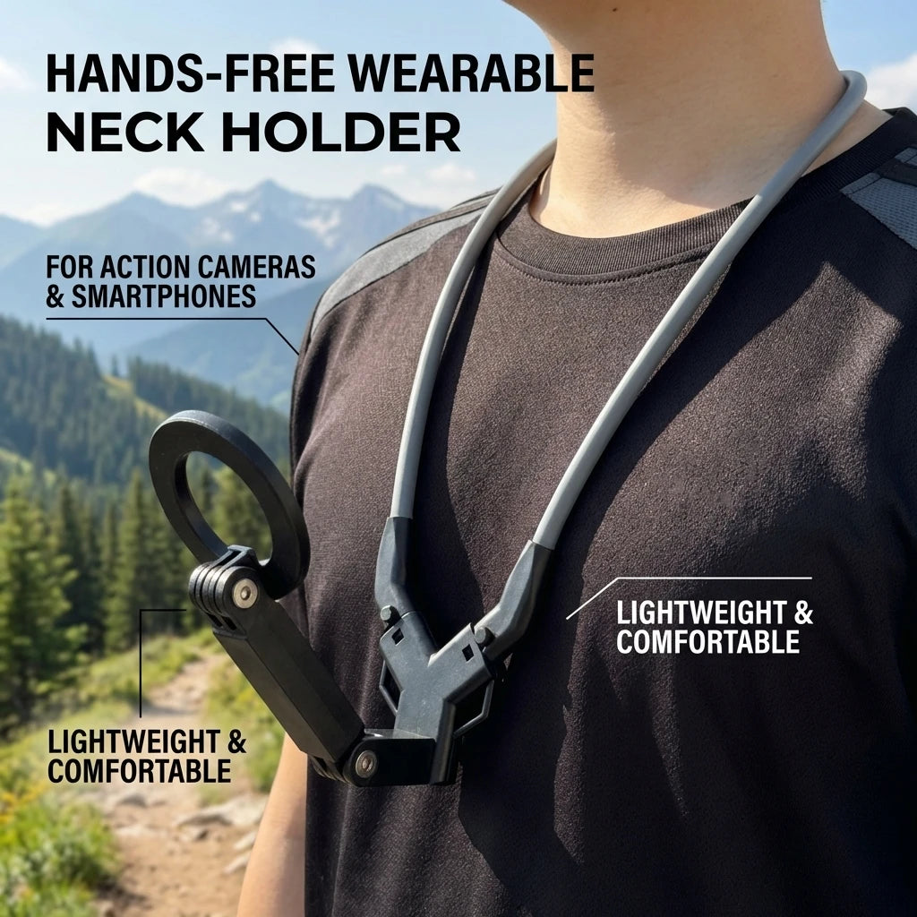 Magnetic Neck Phone Holder – Hands-Free MagSafe Tripod Stand
