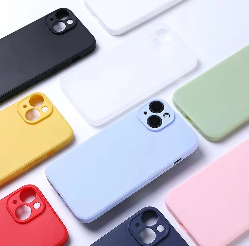 iPhone 15, 14, 13 Pro Max Candy Color Silicone Case - Soft Square Edge Cover