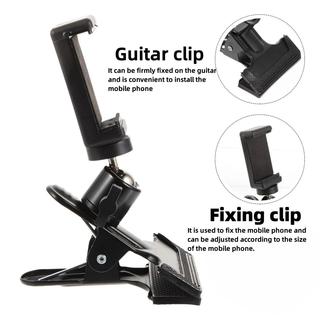 Miwayer Guitar Headstock Phone Holder – 360° Live Stream Bracket Tripod Clip