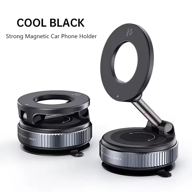 BMAD 16-Magnet Vacuum Car Phone Holder | 360° Foldable Aluminum | Dashboard Windshield Live Stream