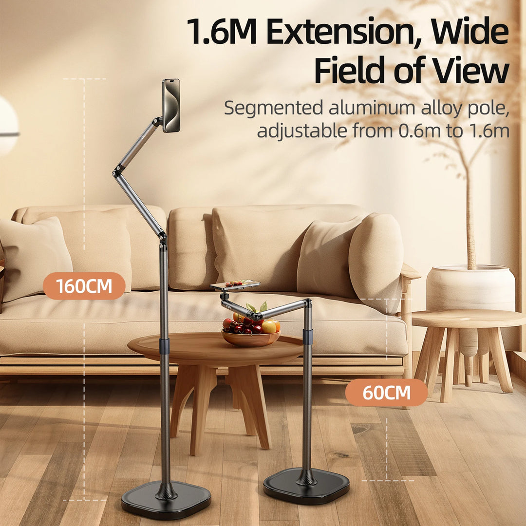 TELESIN Magnetic Phone Floor Stand with 360 Rotating Arm for Live Streaming & Video
