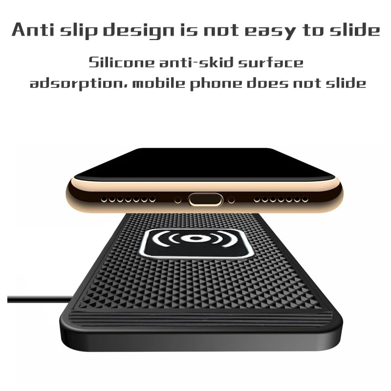 Wireless Car Charger Pad – 15W Fast Qi Charging Non-Slip Mat