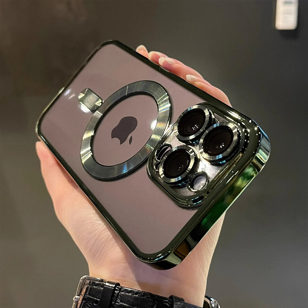 QIXTWO Luxury Plating Clear MagSafe iPhone Case | Magnetic Shockproof Transparent Cover iPhone 17–11