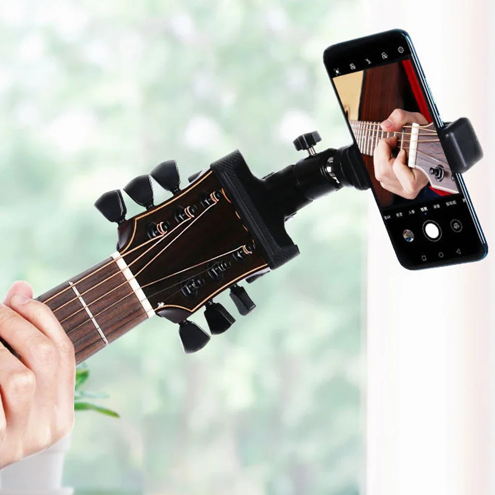 Hands-Free Recording for Musicians - Guitar Headstock Phone Holder