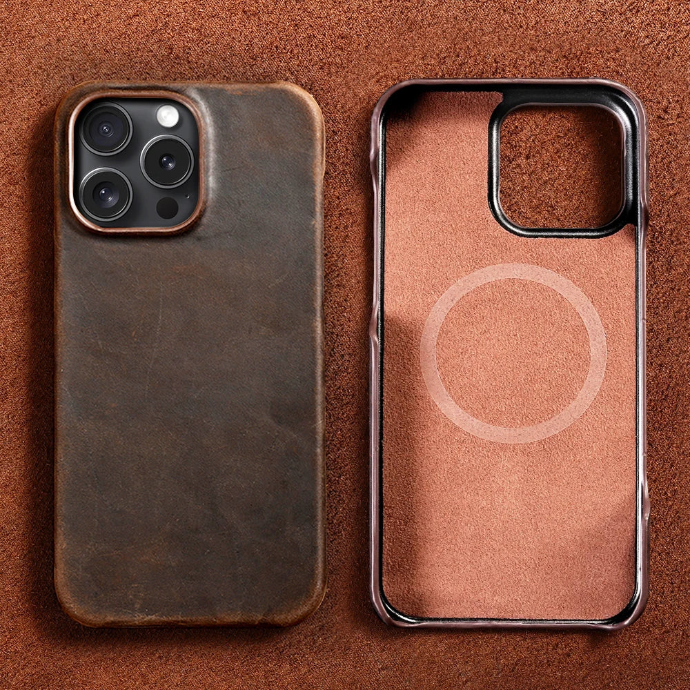 LANGSIDI Full Grain Leather MagSafe Case for iPhone 15 Pro Max & 16