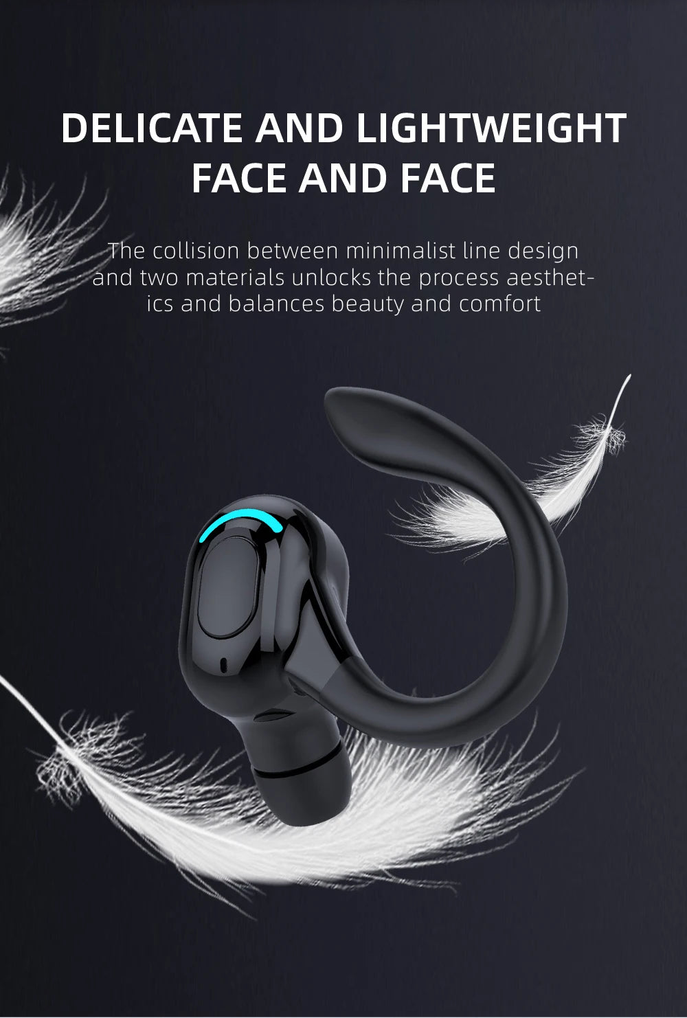 DISOUR M-F8 Wireless Ear-Hook Headset - Best Headphones for iPhone and Samsung