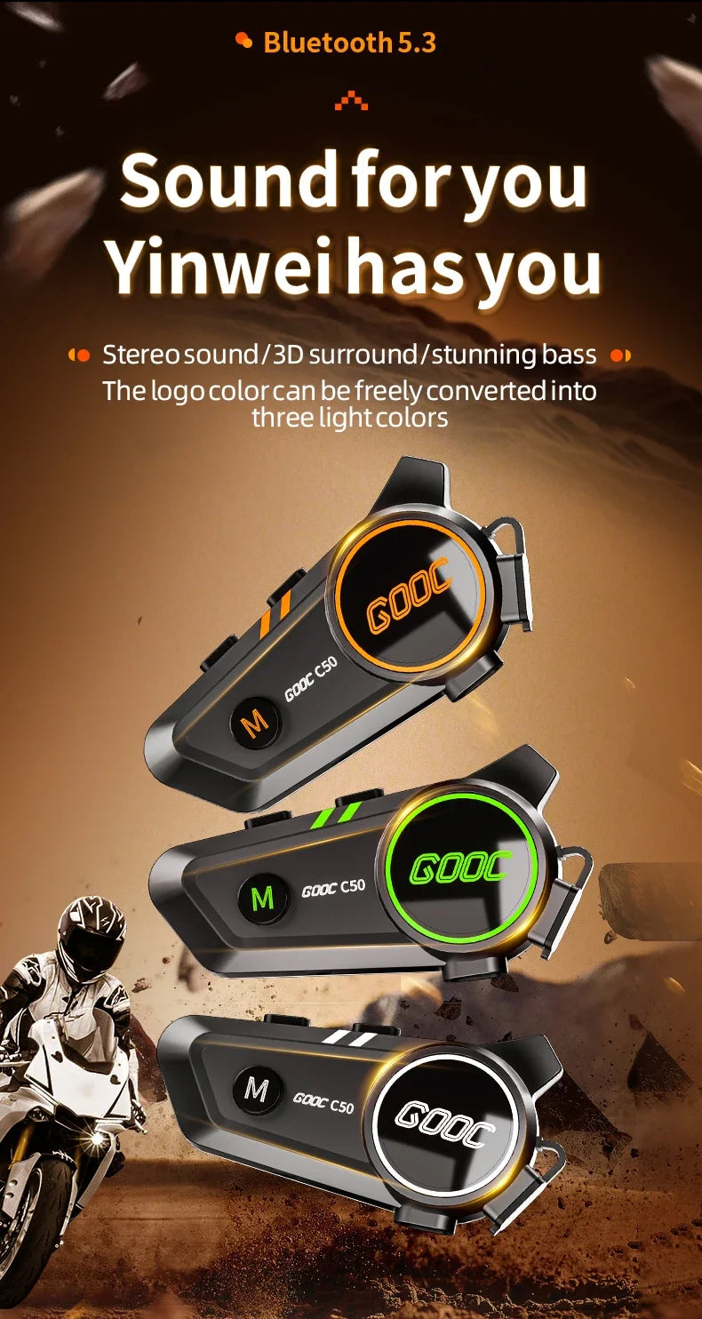 VELEV C50 Waterproof Bluetooth Motorcycle Helmet Headset — waterproof motorcycle helmet headset