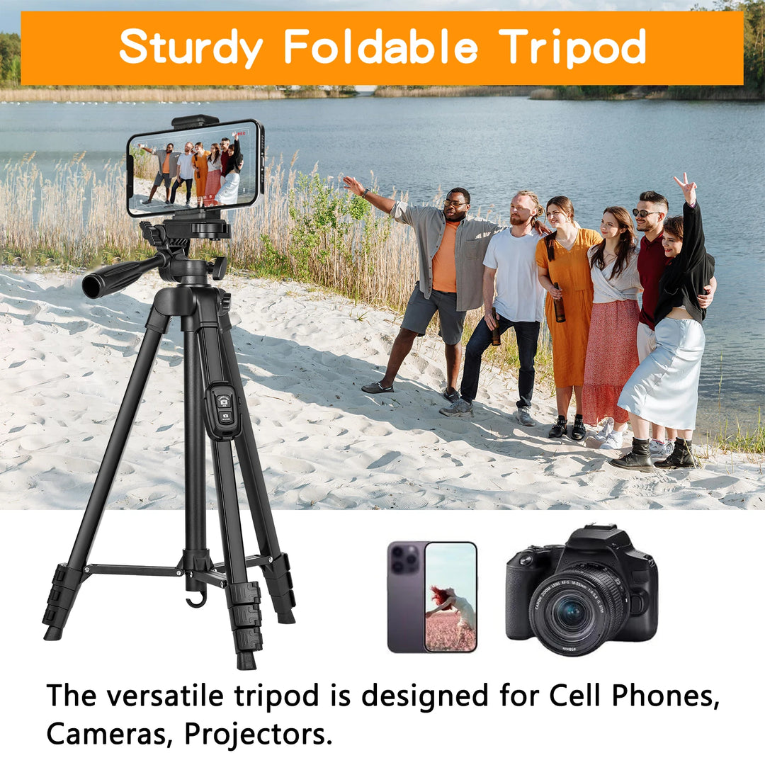 60" Aluminum Tripod with Remote DSLR Phone Camera Stand