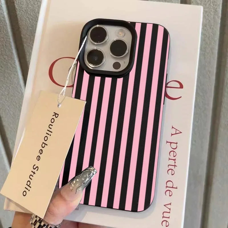 Colorful Striped INS Couple Phone Case for iPhone 17, 16, 15 — iPhone 16 Couple Case