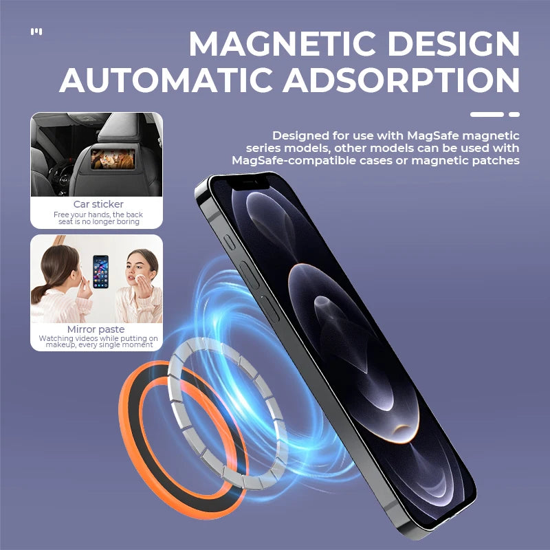 Strong Magnetic Ring Phone Holder | MagSafe Wall Car Dashboard Mount | iPhone 15 Universal Stand