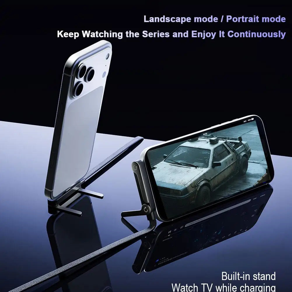 240W Fast Charging Cable Phone Stand 360° Rotation 2-in-1