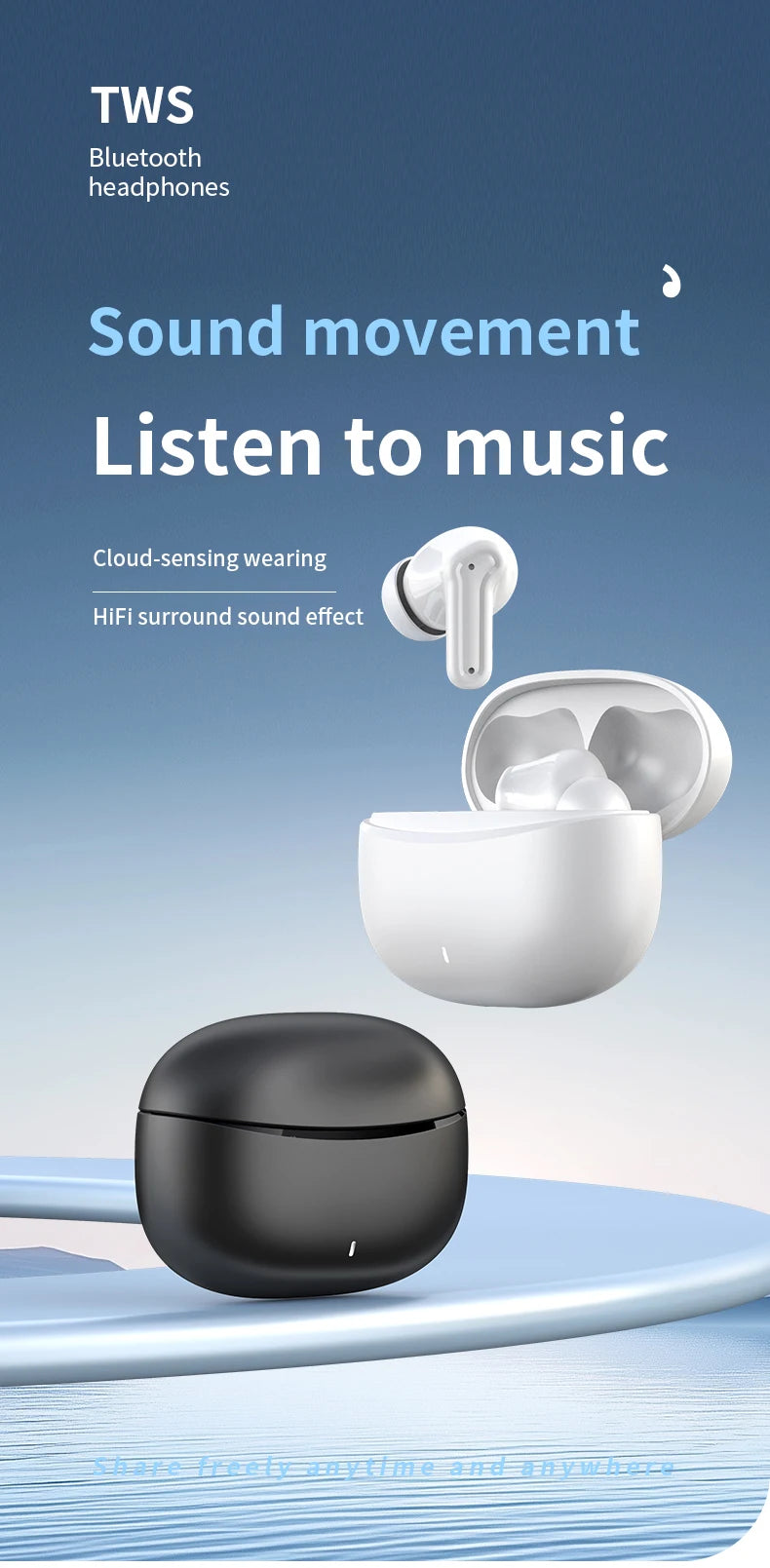 DAIDAN Waterproof Bluetooth Earphones with Mic & Type-C - TWS Headphones for Sale