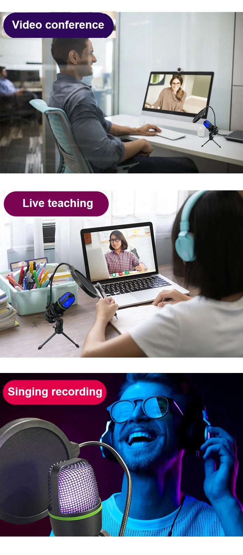 Lefon USB Condenser Microphone for Streaming and Podcasting