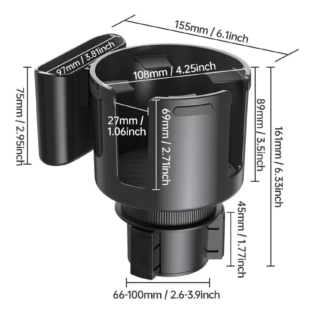Car Cup Holder Expander – 2-in-1 Organizer with Phone Holder & Drink Slot