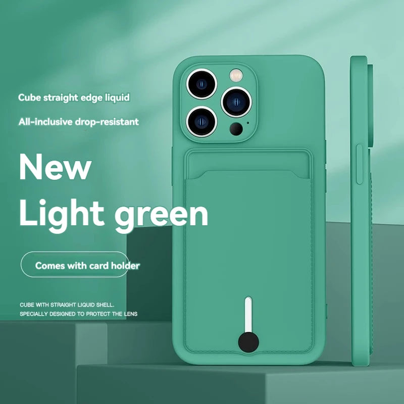 Clear TPU Phone Case with Card Slot iPhone 11-16 Pro Max