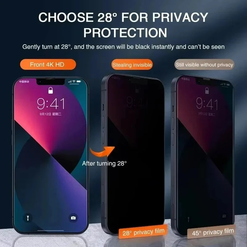 1-3 Pack Privacy Anti-Spy Tempered Glass iPhone 17 16 15 14 13 12 11 Pro Max Mini Plus XR XS X