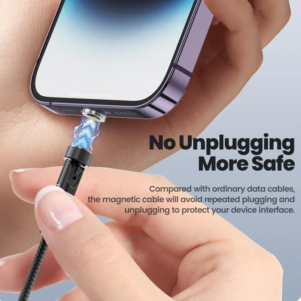 Toocki 540° Rotate Magnetic Cable | 3A Fast Charging Type-C Lightning Micro USB Braided Cord