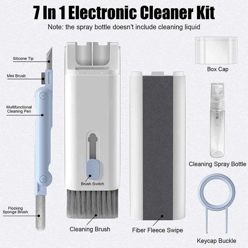 7-in-1 Keyboard Cleaner Brush Kit | Earphone Cleaning Pen Keycap Puller for PC AirPods Laptop