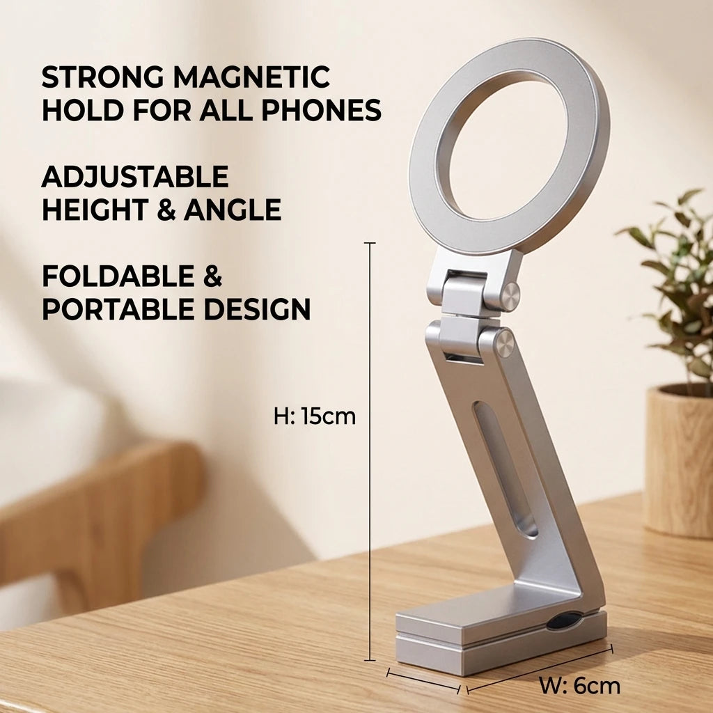 Foldable Magnetic Phone Holder – Airplane, Desk & Travel Mount, 360 Rotation