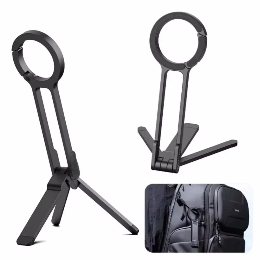Foldable Magnetic Phone Tripod Carabiner Mount | Dual-Sided Desk Stand | iPhone 17 16 15 Holder