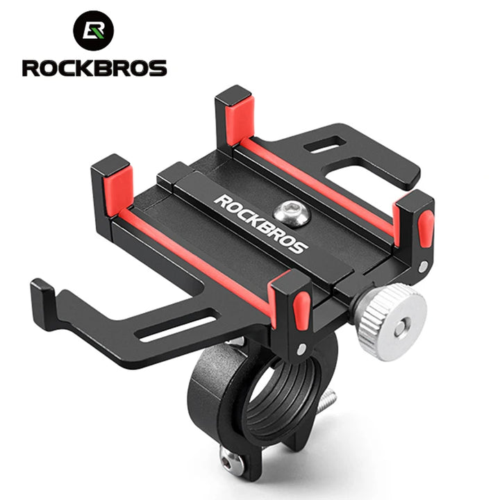 ROCKBROS CNC Aluminum Bike Phone Holder | 5-Claw Mechanical 360° | Motorcycle Bicycle Mount