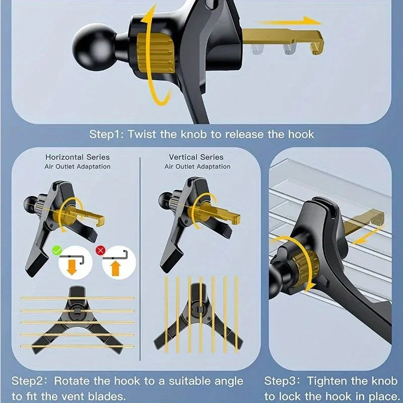 17mm Ball Head Car Air Vent Phone Holder Clip | Magnetic Mount Hook Clamp | Universal Car Support