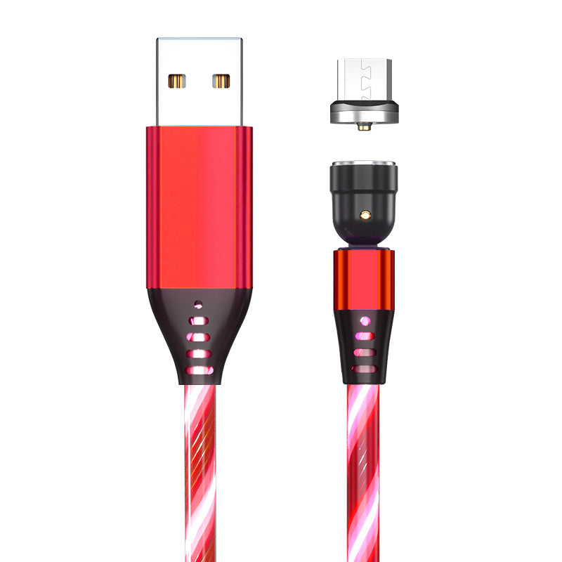 LED Magnetic Charging Cable for iPhone, Android & Type-C - 3-in-1 540° Rotating Fast Charger