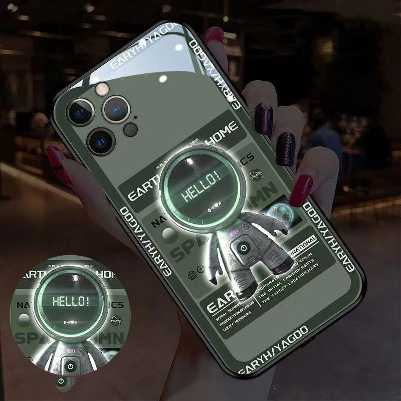 Astronaut Galaxy iPhone Case - Blue, Purple, Green Tempered Glass
