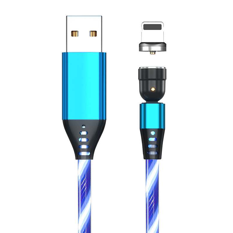 LED Magnetic Charging Cable for iPhone, Android & Type-C - 3-in-1 540° Rotating Fast Charger