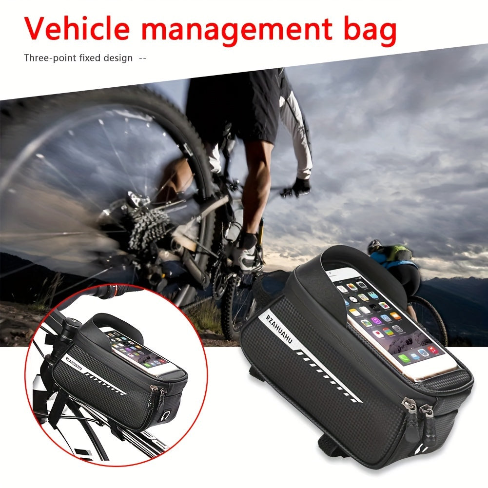 Adjustable Bike Frame Bag with Magsafe Accessory — bike frame bag with touch screen holder