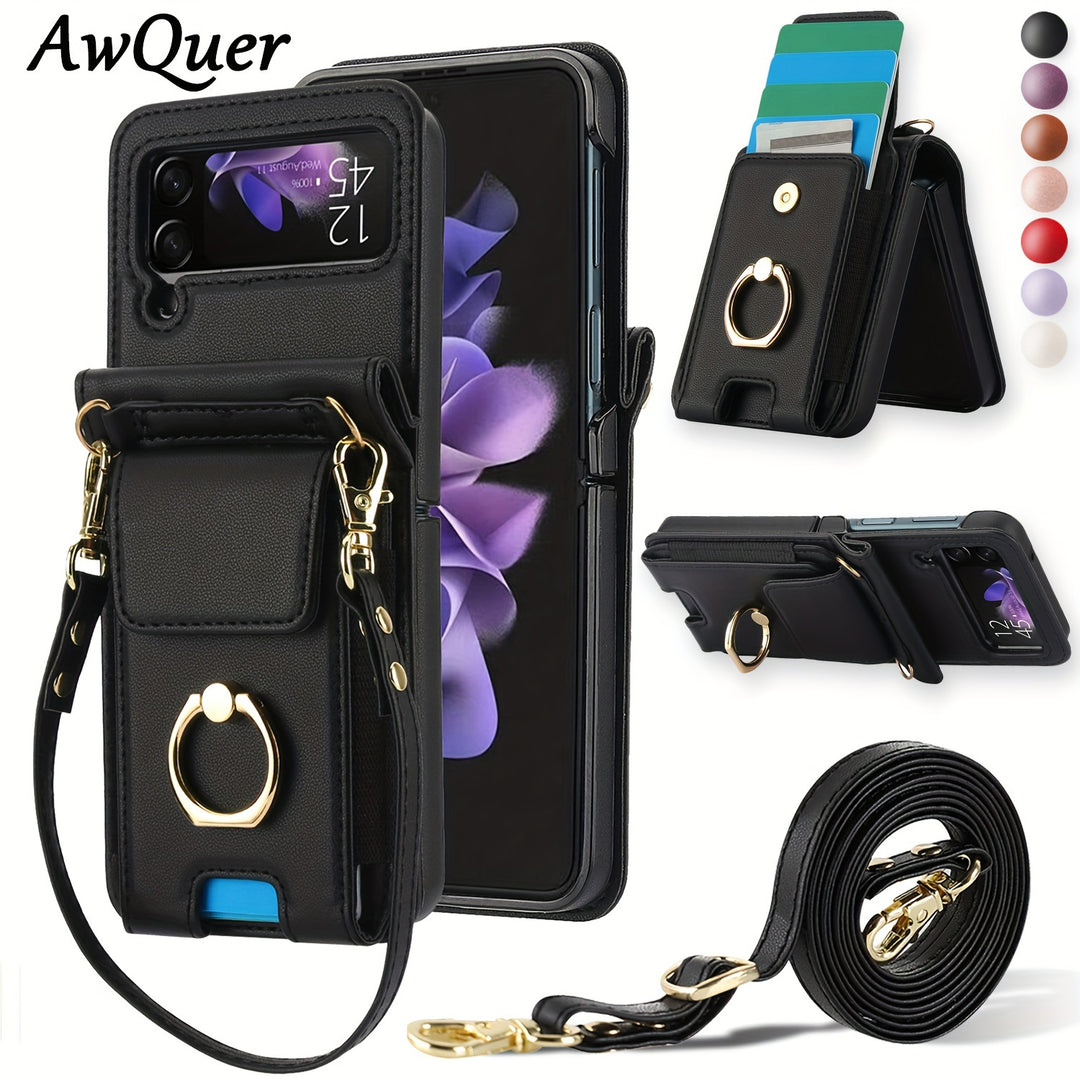 AWQUER Galaxy Z Flip Crossbody Wallet Case - Mobile Accessories for Samsung