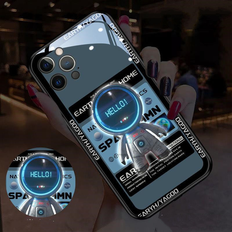 Astronaut Galaxy iPhone Case - Blue, Purple, Green Tempered Glass