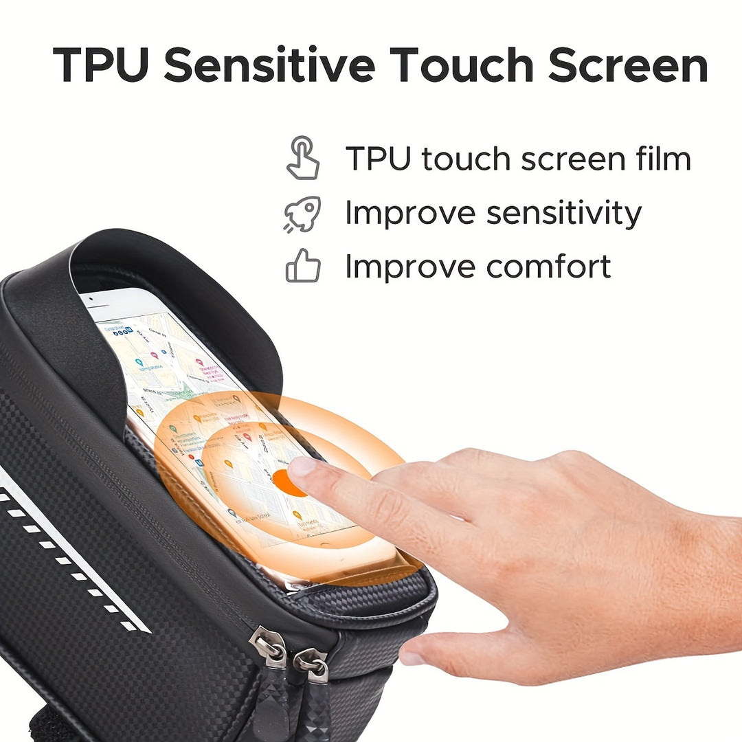 Adjustable Bike Frame Bag with Magsafe Accessory — bike frame bag with touch screen holder