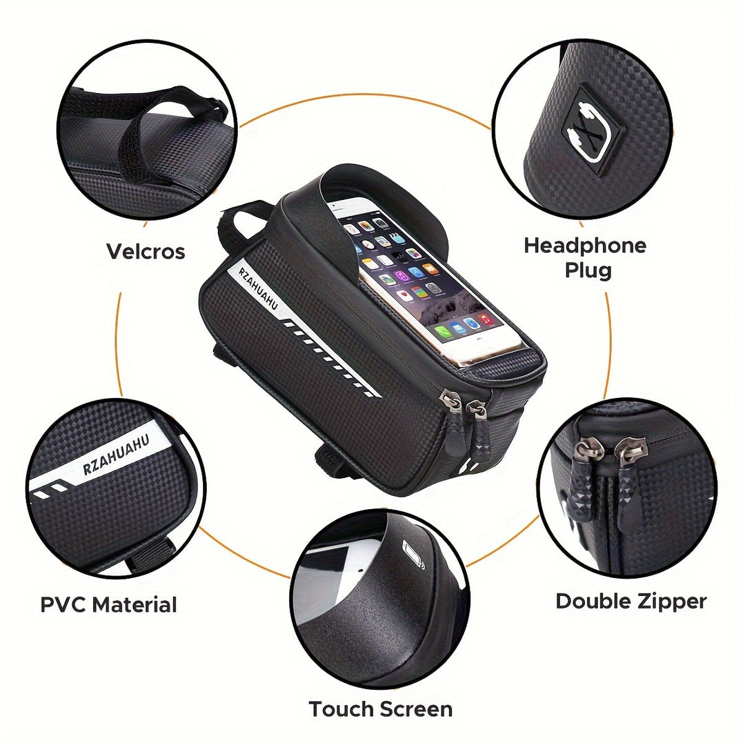 Adjustable Bike Frame Bag with Magsafe Accessory — bike frame bag with touch screen holder
